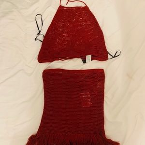 FOREVER 21 MATCHING CROTCHET 2-PIECE SKIRT SET